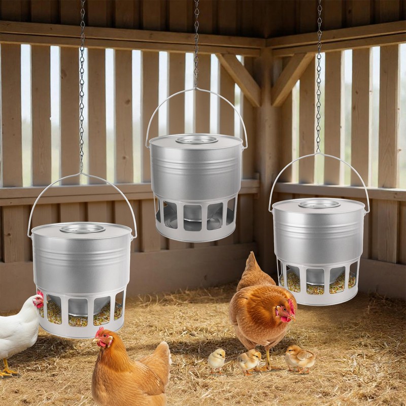 KOL Hanging Chicken Feeder – 20lbs Metal Chicken Feeder, Adjustable
