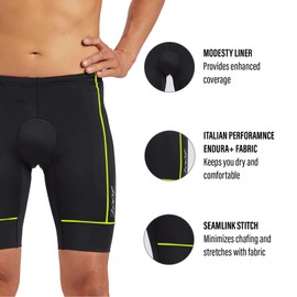 Zoot Men’s Core 9-Inch Tri Shorts – Men’s Performance Triathlon Shorts with 9in Inseam, Drawstring Closure, and Hip Pockets (Safety Yellow, XX Large)