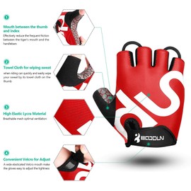 KONVINIT Cycling Gloves Men Women, MTB Gloves Fingerless, Cycling Gloves for Road Bike and Mountain Bike, Breathable, Non-Slip, Bicycle Gloves, Leisure for Men and Women, Red XL