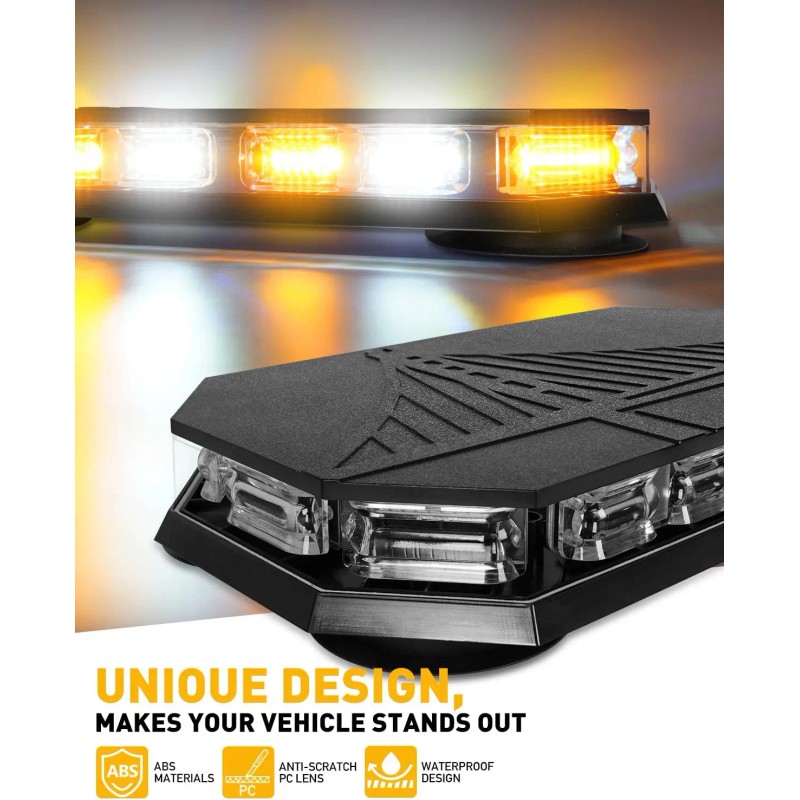 406D Rooftop Emergency Strobe Light Bar 102 LED Amber White