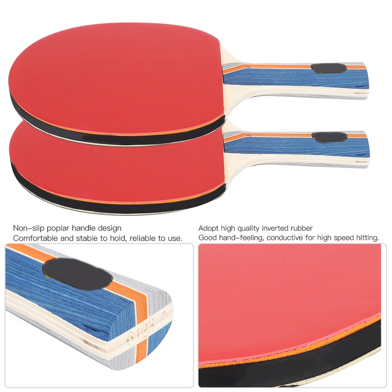 2PCS Table Tennis Rackets Inverted Rubber Paddles with 3 Ping