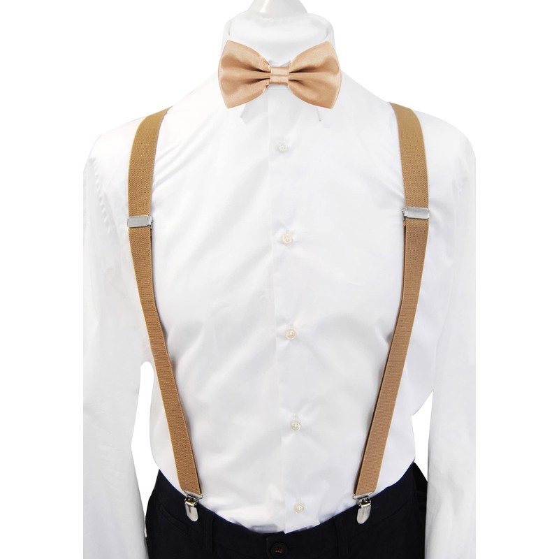 axy Men's Braces with Bow Tie - 4 Strong Clips