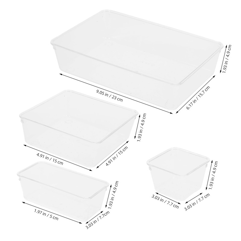 GRIRIW 7pcs Clear Plastic Drawer Organizer Versatile Storage Bins for