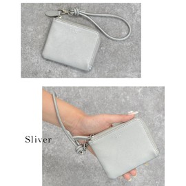 Alto Rose L-Shaped Zip Compact Wallet, Thin Mini Wallet, Coin Purse, Coin Case, Unisex, Silver