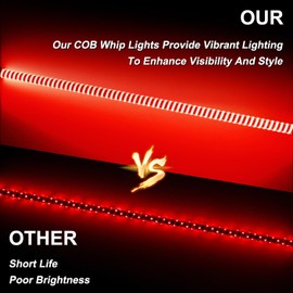 VISWIKER 1PC 4FT Upgrade Brightness Red COB Whip Lights, Quick Install and Removal, Durable and Weather Resistant, Perfect for Truck, ATV, UTV, Boat, Polaris RZR, Can-Am Maverick X3