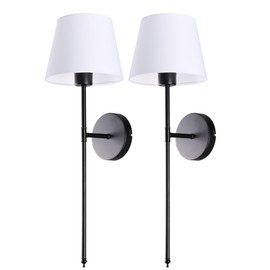 HoperBriwght Wall Sconces Set of 2, Battery Operated Wall Sconce with Remote, Sconces Wall Decor, Wireless Wall Lights, Rechargeable Lights in 15 Colors for Living Room, Bedroom (BlackTC, 24in)