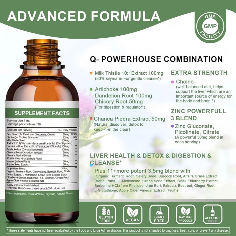 Mulittea 2x Liver Cleanse & Detox Support Supplement Liquid Drop