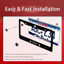 Blessed License Plate Frame Jesus Cross License Plate Holder Black Funny License Plate Stainless Steel Christian Car Accessories with Screws for Men Women Car Decoration 12.3" x 6.3"