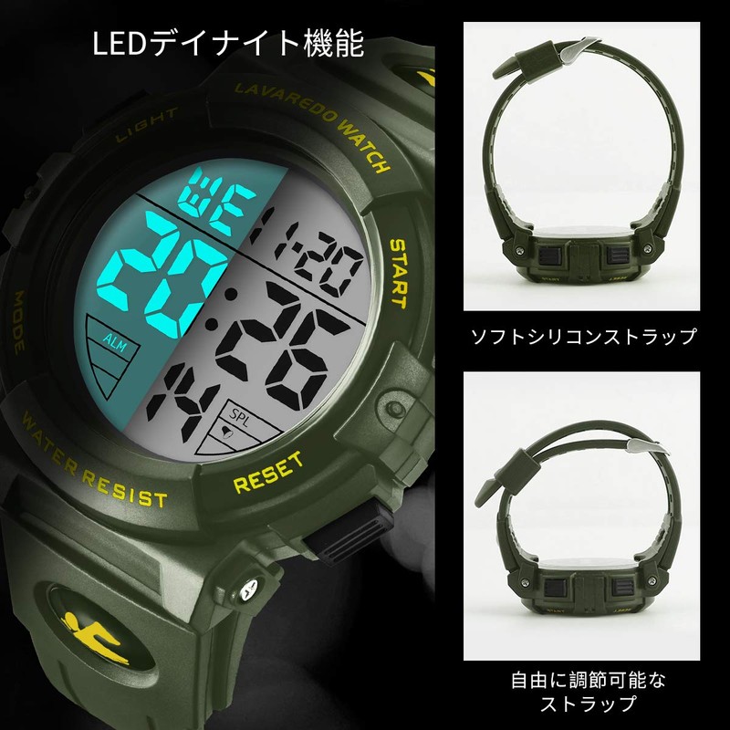 Wristwatch Men's Digital Sports Multifunction LED Display Outdoor Wristwatch, 03-black,