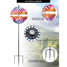 MUMTOP Wind Spinner 360 Degrees Double Steel Metal Wind Sculpture is Suitable for Decorating Your Patio, Lawn & Garden