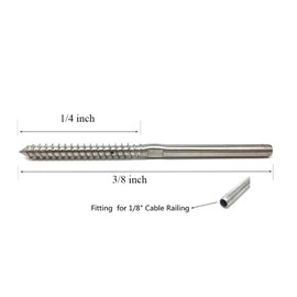 Swage Lag Screws, 1/8 Inch Stainless Steel Hand Thread Swage Lag Screws for Wooden Posts, Deck Railing Hardware for Stair Railings, 10-1/4 x 0.3 cm