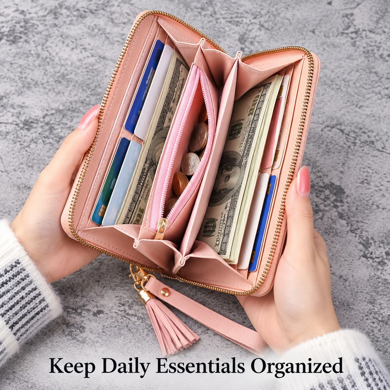 Women's Long Zipper Wallet for Everyday Organization – PU Leather