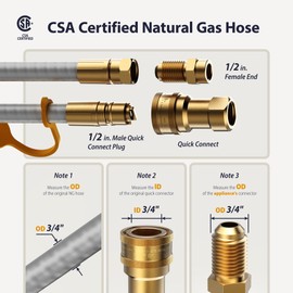 25 FT 1/2 Inch ID Natural Gas Hose for Generator, Quick Connect