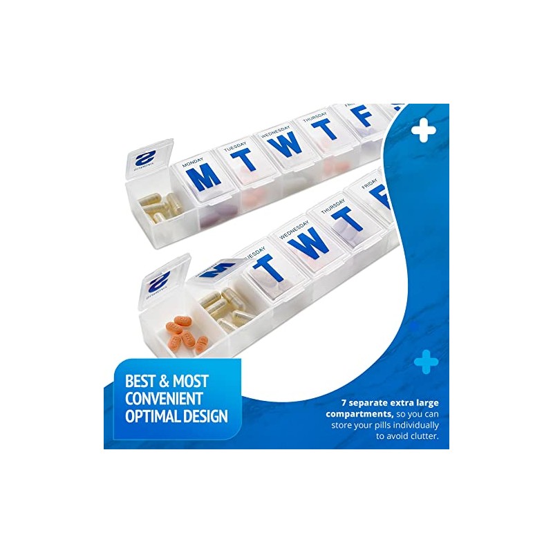 MEDca Weekly Pill Organizer, 7-Day Pill Planner Extra Large