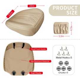 2 Pack Leather Front Car Seat Cover Bottom Car Seat, Universal Anti-Slip Driver Car Seat Protectors with Storage Pocket, Waterproof Bottom Auto Seat Cushion Pad Mat for Most Vehicles(Yellow Beige)