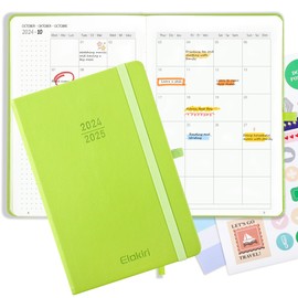Calendar 2025 Book Calendar A5 1 Week 2 Pages, Diary 2025 (Oct.2024-Dec.2025) with 100 g/m² Paper, Planner 2024/2025 with PU Leather Hardcover for School Planner, Appointment Calendar, Personal