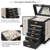 AKOZLIN Jewelry Box Organizer Functional Leather Jewelry Storage Case for