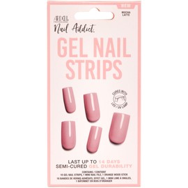 Ardell Nail Addict Gel Nail Strips - Mocha Latte, Cures with LED/UV Lamp, Lasts Up to 14 Days, 1-Pack