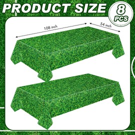 Mixweer 8 Pcs Plastic Grass Tablecloth Green Golf Tablecloth Disposable Golf Table Cloth Themed Golf Party Decorations Golf Table Decorations Golf Table Cover for Sports Party Supplies, 54 x 108 in