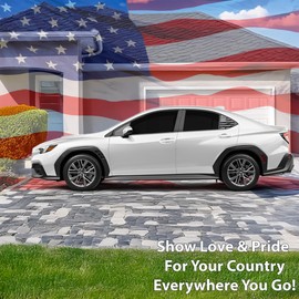 BOGAR TECH DESIGNS Precut Quarter Window American Flag Vinyl Decal Sticker Compatible with Subaru WRX 2022-2025, Distressed Matte Black