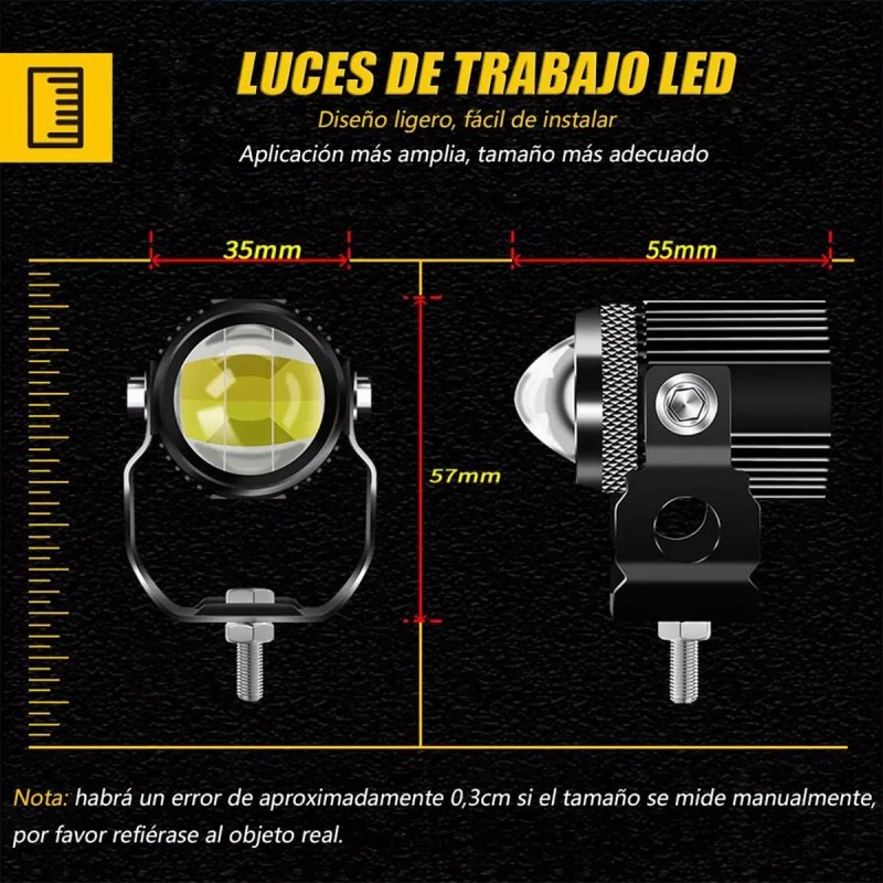 Par De Faros Auxiliares Moto 60w Led Amarillo Y Blanco