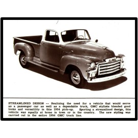Vtg. Look GMC New Metal Sign: 1954 GMC Pickup Truck - From Press Photo Art