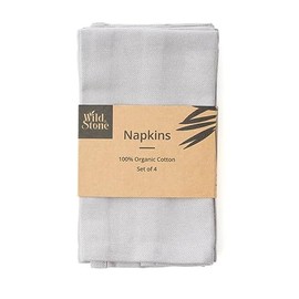 Wild & Stone | Organic Cotton Napkins | Herringbone Weave | Set of 4 | Dove Grey