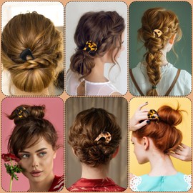 Tyqour French Hair Pin Set 5pcs Tortoise Shell French Twist Hair Pin U Shaped Hair Pins for Buns, Hair Fork Stick Pin for Women, French Pins Hair Accessories for Thick Hair