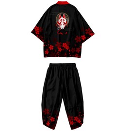 DOSLAVIDA Men's Japanese Kimono Jacket Set Stylish Open Front Coat With Shorts Chinese Style Printed Cardigan Suits