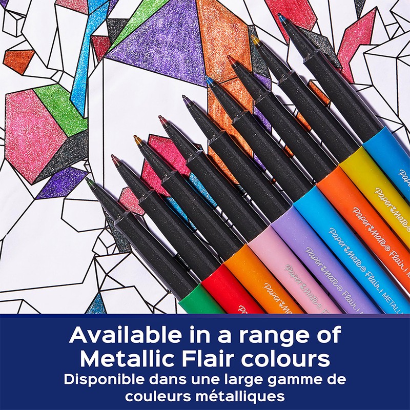 Paper Mate Flair Metallic Felt Tip Pens Glittery Ink Shines