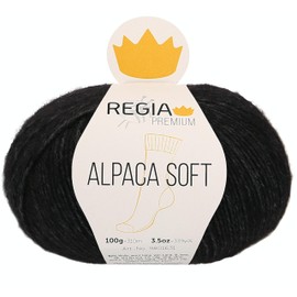 Regia Premium Alpaca Soft 9801631-00002 Hand Knitting Yarn Sock Yarn 100 g Ball Natural Mottled, Mottled Black, 14 x 13 x 7 cm