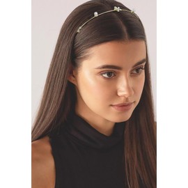 Thin Headbands for Women Girls Rhinestone Flower Metal Head Bands Floral Headbands Pearls Headpiece Bridal Wedding Hair Accessories (Silvery, One size)