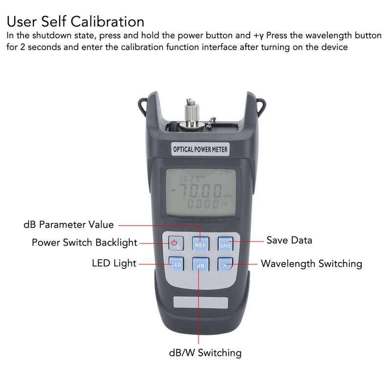 Optical Power Meter Optic Fiber Attenuation Tester with LED Lamp