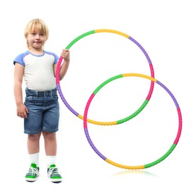 Topzora Pack of 2 hula hoops, 8 knots, removable hula hoop, fitness hula hoop, suitable for indoor and outdoor fitness, gymnastics, dance, yoga, 8 steel ball counterweights