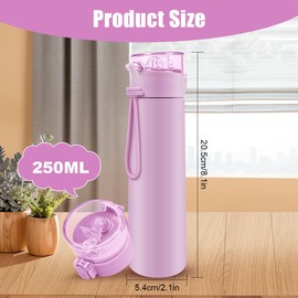 AMFUN 250 ml Stainless Steel Water Bottle, 304 Stainless Steel Water Bottle with Handle, Mini Double-Walled Thermos Flask, Portable Insulated Bottle for Sports, School, Outdoor (Pink)