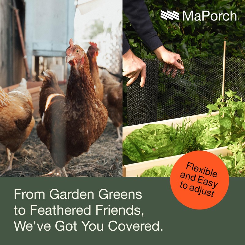 MAPORCH Plastic Wire Mesh Fence 15.7IN x 10FT Roll, 2-Pack