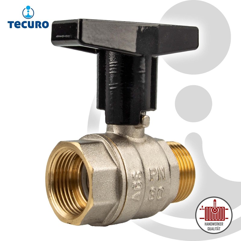 tecuro Ball Valve, Internal x External Thread Rp 1 Inch