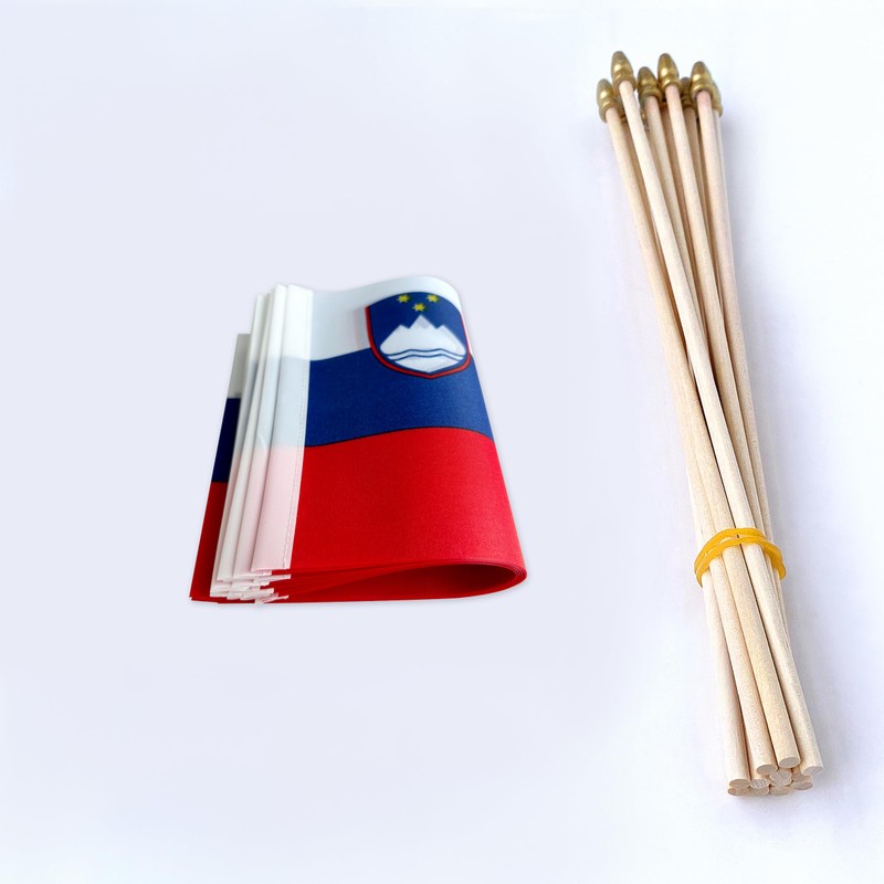 TSMD Slovenia Stick Flag Slovenian Small Mini Hand Held Flags,5x8