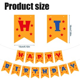 Anime Happy Birthday Banner, 7.09x5.12 Inch Pre-string Birthday Bunting Banner Star Birthday Banner Swallowtail Flag Birthday Banner Funny Birthday Party Supplies Decoration