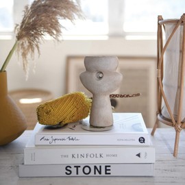 Bloomingville Terra-Cotta Sculptural, Natural Sand Finish Vase, Grey (AH1761)