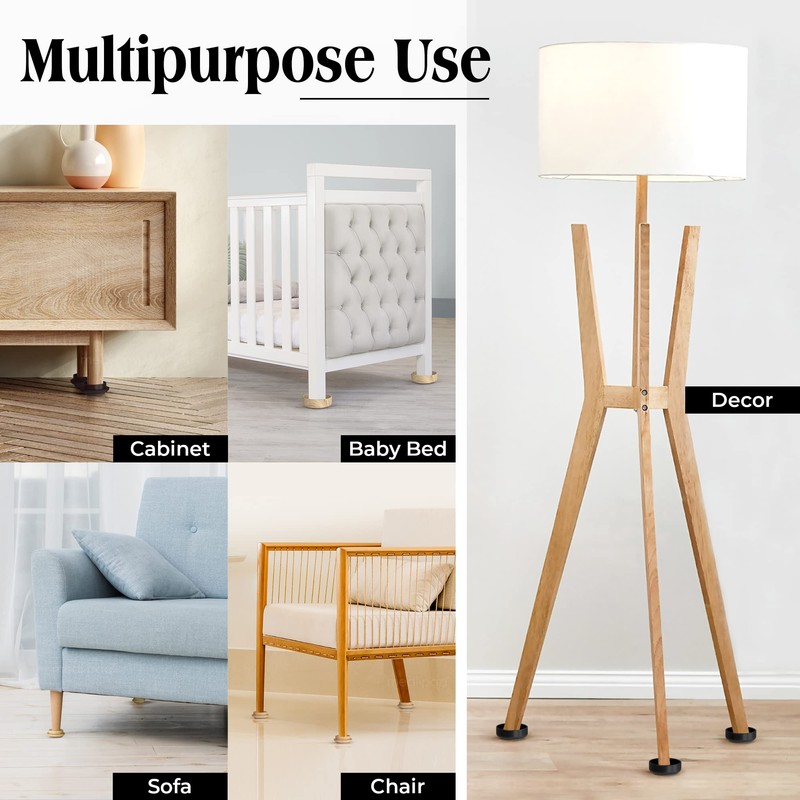 Medipaq Felt Castor Cups – 8x Small 44mm Light Wood