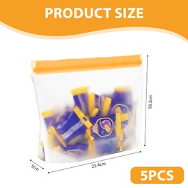 DOOCECIY 5 PCS Reusable Freezer Sandwich Food Bags, Stand Up Design, BPA Free, Zip Seal