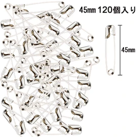 YOUOWO Safety Pins, Large Plus Locking Pins, 1.8 inches (45 mm), Approx. 0.3 x 1.8 inches (8 x 45 mm), Stainless Steel, 120 Pieces Set, Locking Needles, Safety Pins, Office Safety Pins, Silver