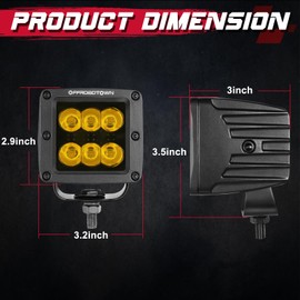 OFFROADTOWN 3 Inch Yellow LED Pod Lights 120W CREE LED Cubes Spot Fog Lights Offroad Driving Lights Yellow LED Chase Light Pods Bumper Lights 2PCS for Truck Motorcycle UTV ATV SUV RZR