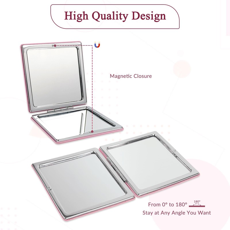 YOLCAR 1X/2X Magnifying Compact Mirror with PU Leather, Mini Mirror