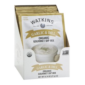 Watkins Organic Gourmet Dip Mix, Garlic & Dill, 0.74 oz. Packets, 12-Pack