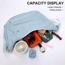 Fjquamitix Crescent Bag for Women Men Crossbody Nylon Dumpling Bag with Adjustable Strap, Half Moon Sling Shoulder Handbag for Travel Casual Eveyday (Blue)