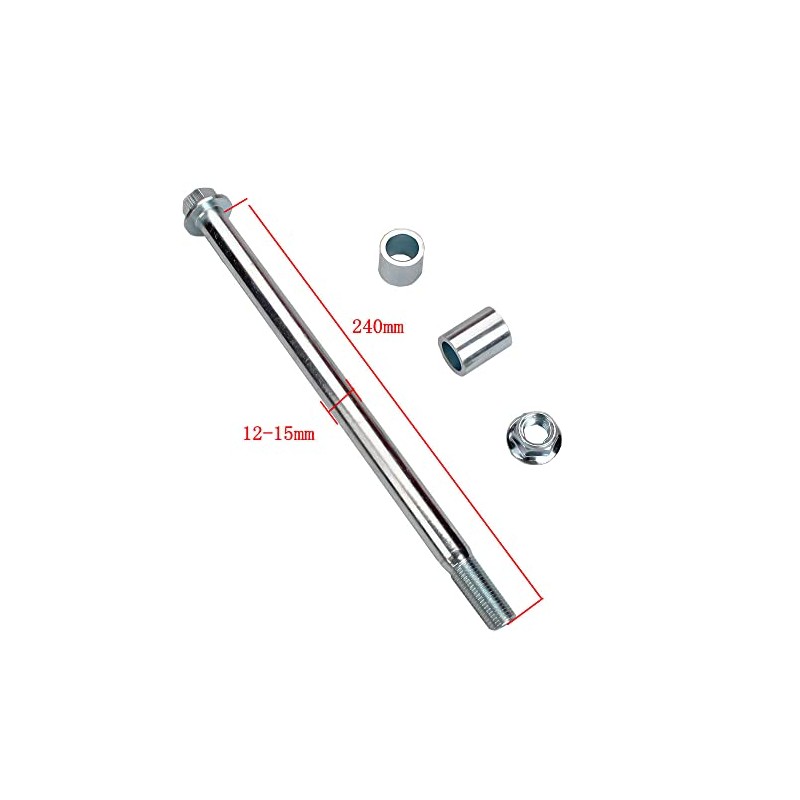 YLQYYH Rear Wheel Axle With Spacers 12-15mm 240mmFor 125cc 140cc
