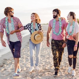 Mowane Leis for Luau Party, 48 Count | Thick and Lush Flower Leis for Luau Parties, Graduations, Birthdays, and Beach Weddings | Tropical Party Decorations and Hula Dance Accessories (48Pcs Blue)