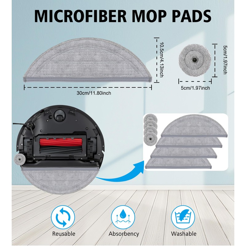 YBVABE Mop Pads Replacement for Roborock S8 MaxV Ultra/ s8